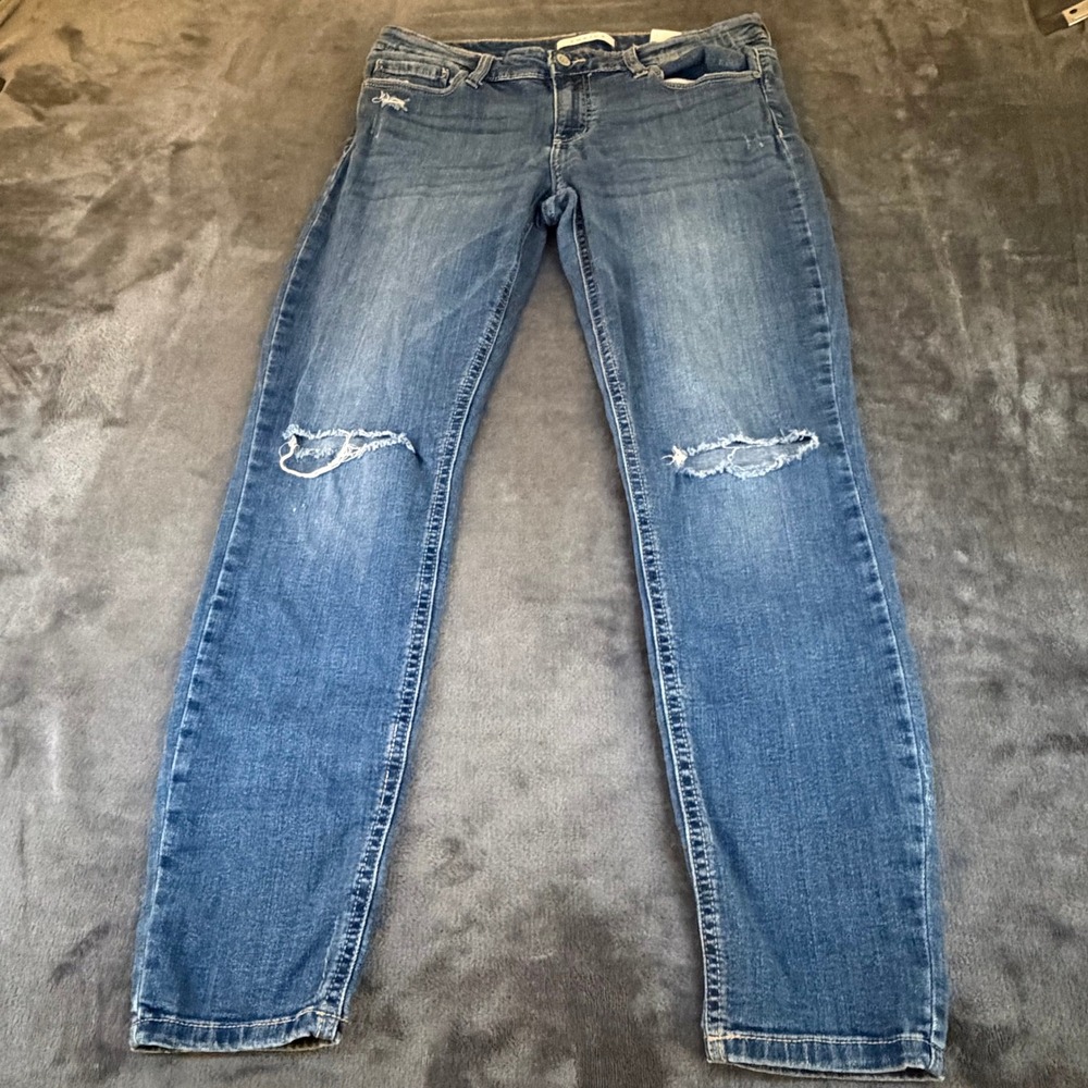 Eunina Mica Low Rise Skinny Ankle Distressed Jeans Denim Blue Pants Womens sz 13